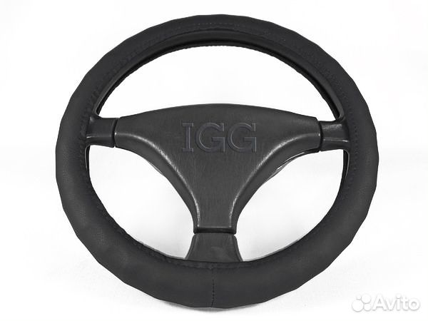 Оплетка для руля Волна M(37-38см) экокожа черный