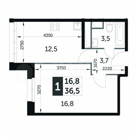 1-к. квартира, 36,5 м², 20/22 эт.