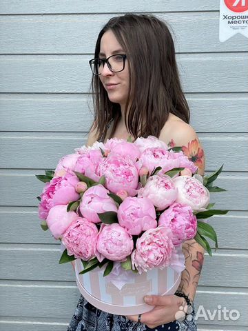 Розовые пионы, букет, цветы