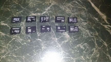 Карты MicroSD 2-4-8-16- 32 -64 -128 Gb все объём