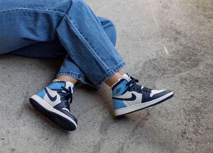 Кроссовки nike air jordan 1 obsidian (36-45)