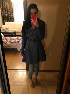 Кожаный плащ женский, размер 42-44