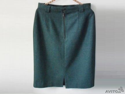 Новая меланжево-зеленая юбка. Шерсть. 46-48 разм