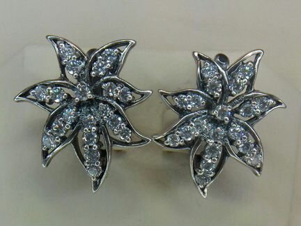 Серебро 925 пробы,Серьги с Голубыми Цирконами