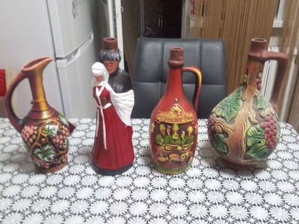 Бутылки глиняные декоративные