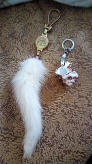 Брелоки: натуральный мех,ракушка, детский Barbie