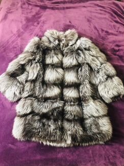 Шуба из натурального меха чернобурки