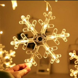 Гирлянда штора снежинки звезды