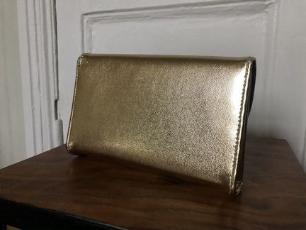 Клатч кожаный золотой