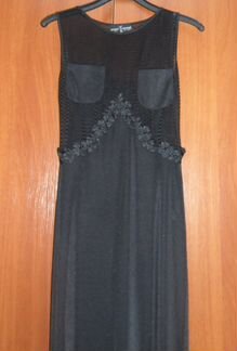 Вечернее платье в пол, стрейч, черное. (Италия)