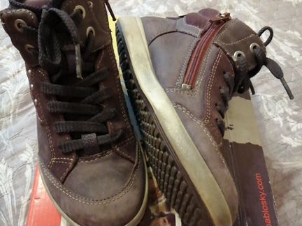 Ботинки кроссовки кожа ecco