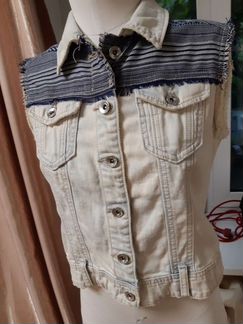 Жилет stradivarius светлый джинс