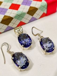 Браслет, серьги и кулон с мистиками- топазами, 925