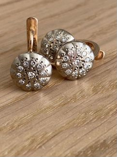 Крупный золотой советский комплект с брил «тарелоч