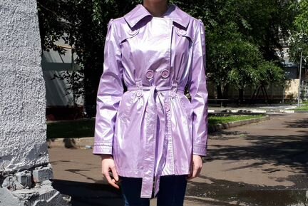 Голографический металлический лиловый тренч