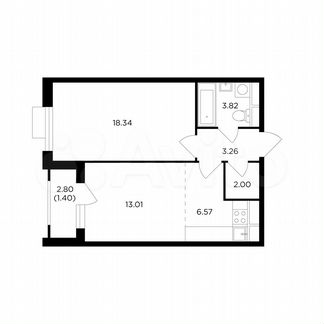 2-к квартира, 48.4 м², 18/27 эт.