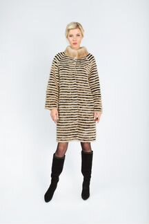 Шуба вязанная норка