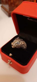 Кольцо 16,5-17 с леопардом элитная бижутерия