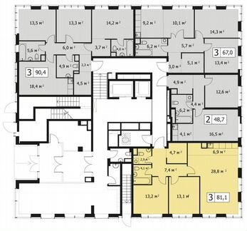 3-к квартира, 81 м², 1/14 эт.