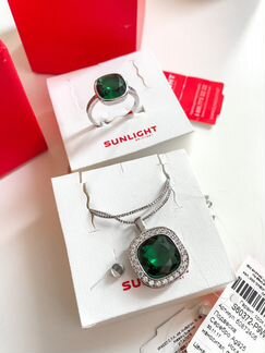 Кольцо и подвеска Sunlight серебро, наноситал