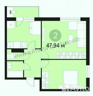 2-к квартира, 48 м², 17/19 эт.
