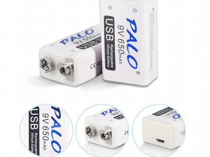 Акб Крона Li-ion Palo 9V 650mAh microUSB