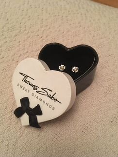 Новые серьги пусеты серебро с брил Thomas Sabo