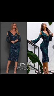 Платье hever lager на подкладе цвет изумруд, с пае