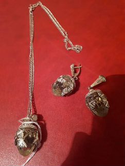 Серебряный позолоченный женский гарнитур