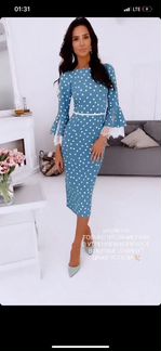 Платье в горох бирюза Malina Fashion