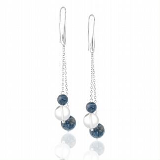 Серьги из голубого коралла и хрусталя