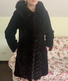 Шуба мутон с норкой