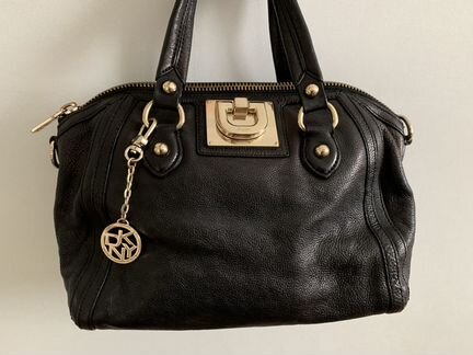 Сумка dkny чёрная, кожаная