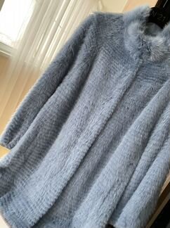 Шуба тонкая норка голубая