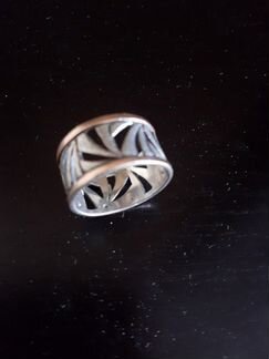 Серебро/позолота Кубачи ажурное резное кольцо СССР