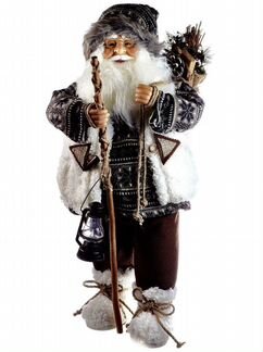 64см Дед Мороз в сером свитере и белом жилете