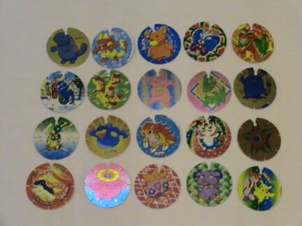 Пластик сотки капс Покемон Pokemon taps из 90-ых