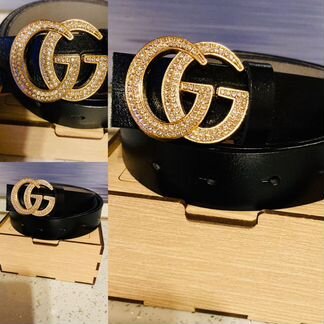 Кожаный ремень Gucci со стразами