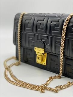 Новая кожаная женская сумка Fendi черная